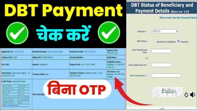 DBT Payment Status Check Without OTP